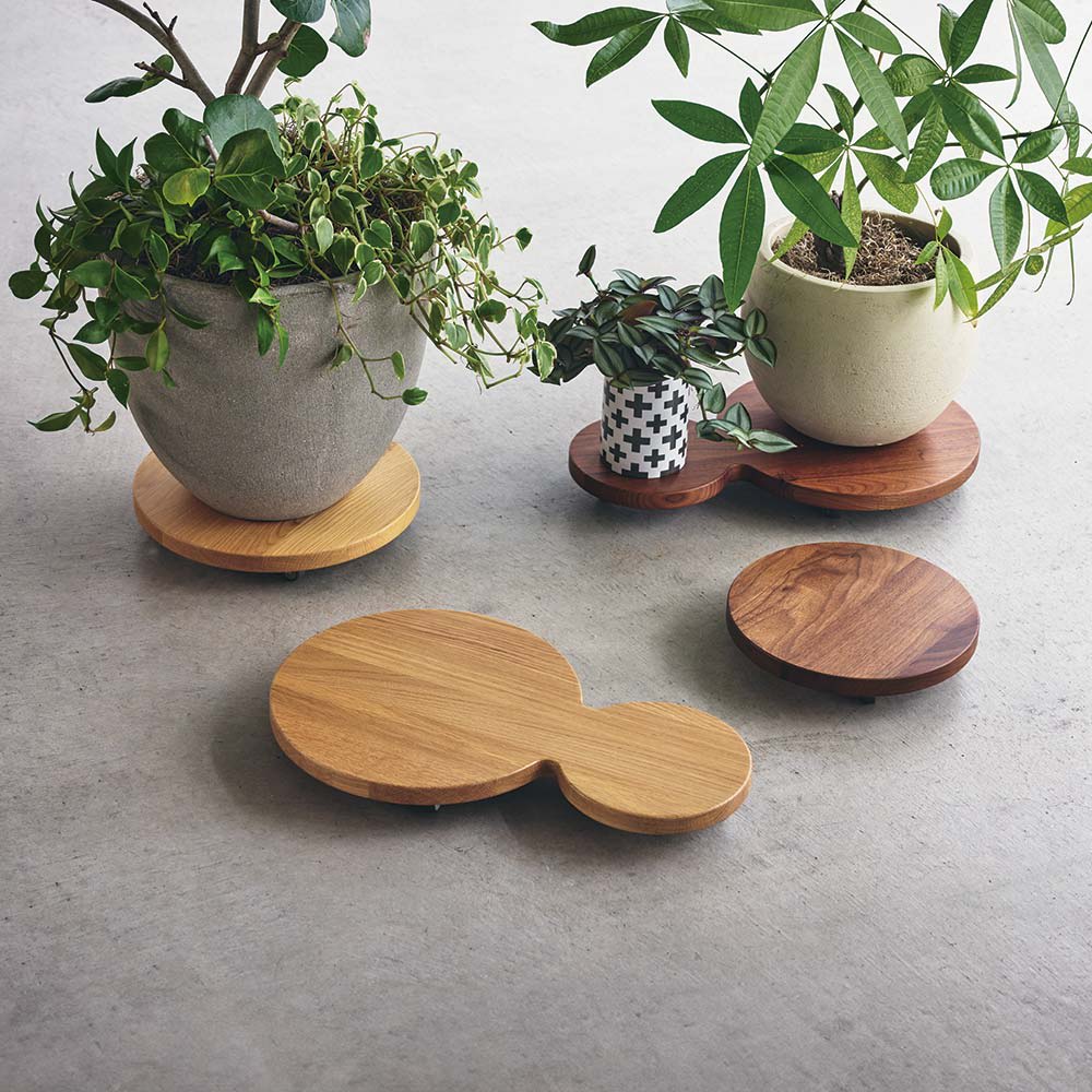 無垢材のキャスター付き プランターベース ホワイトオーク ダブル 通販