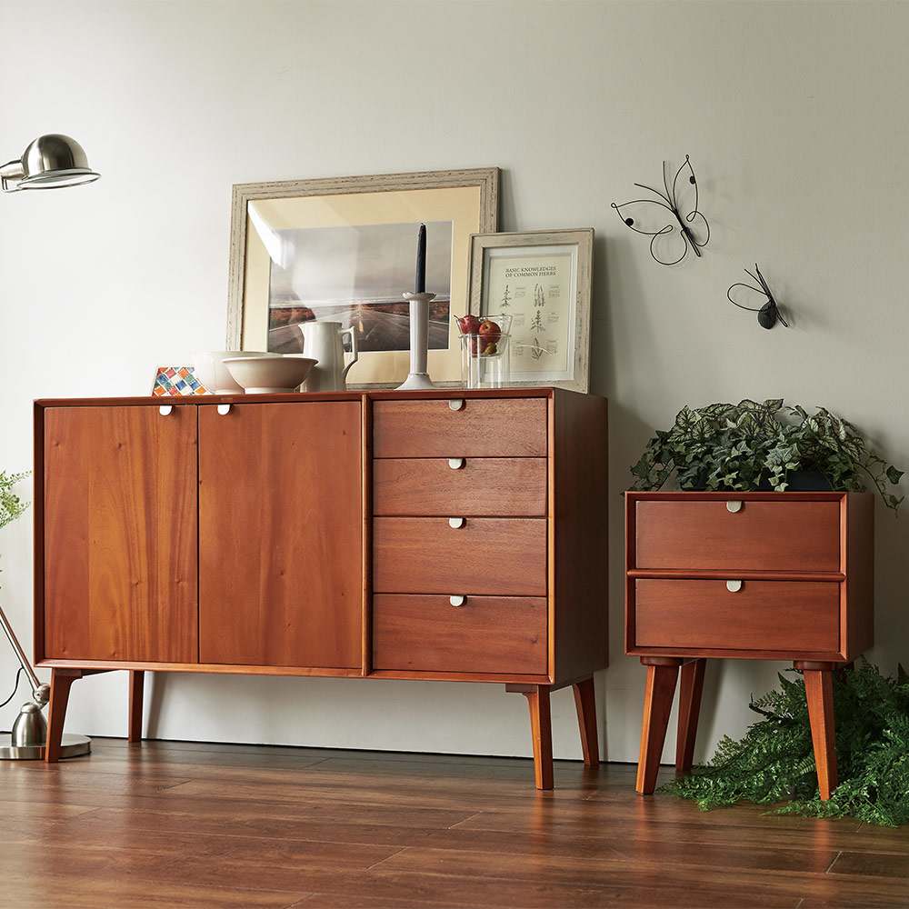 北欧ヴィンテージ風Vカットデザイン サイドテーブル・サイドチェスト