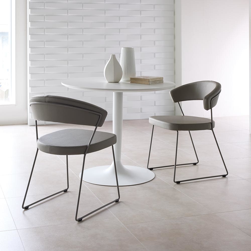 New York ニューヨーク 革張りダイニングチェア 同色2脚組［Connubia