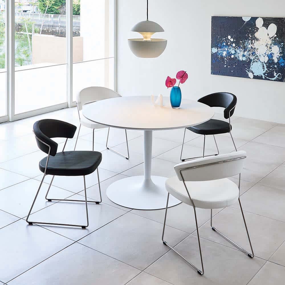 New York ニューヨーク 革張りダイニングチェア 同色2脚組［Connubia