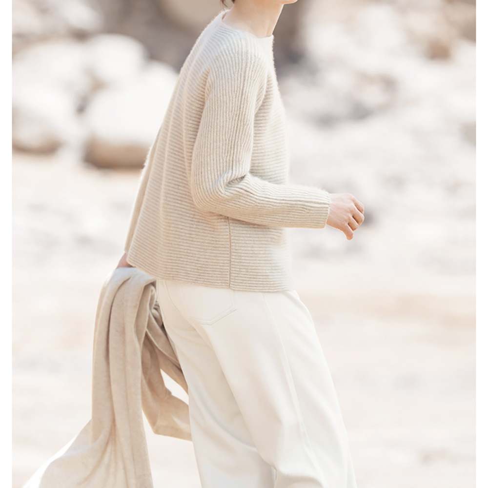 モンゴル ヌーヴォーカシミヤ 畦編み ボーダー プルオーバー 通販