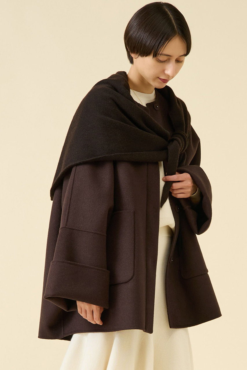 martinique(マルティニーク)｜ウールリバーノーカラーコート/ブラウン