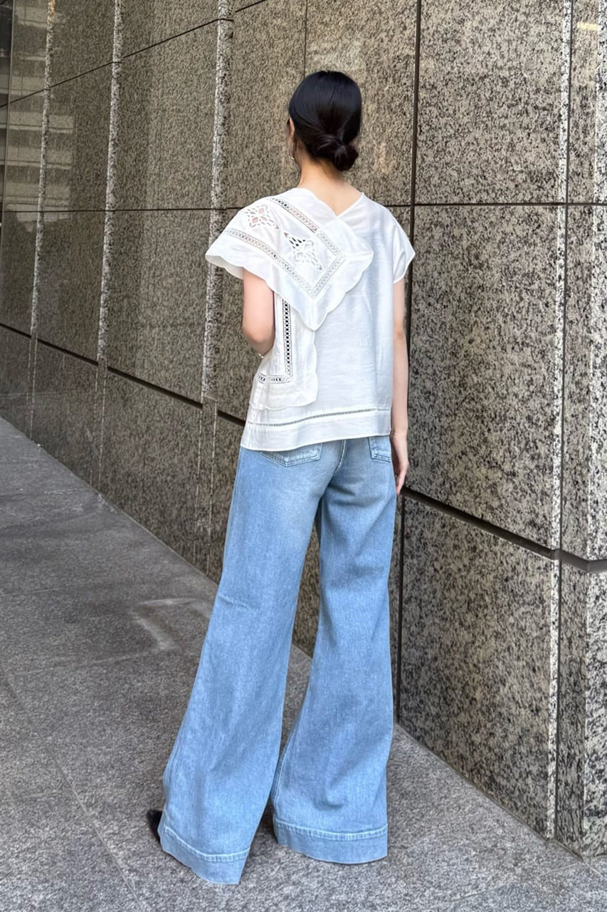 ADORE(アドーア)｜ワイドフレアデニム/ネイビー の通販｜ELLESHOP