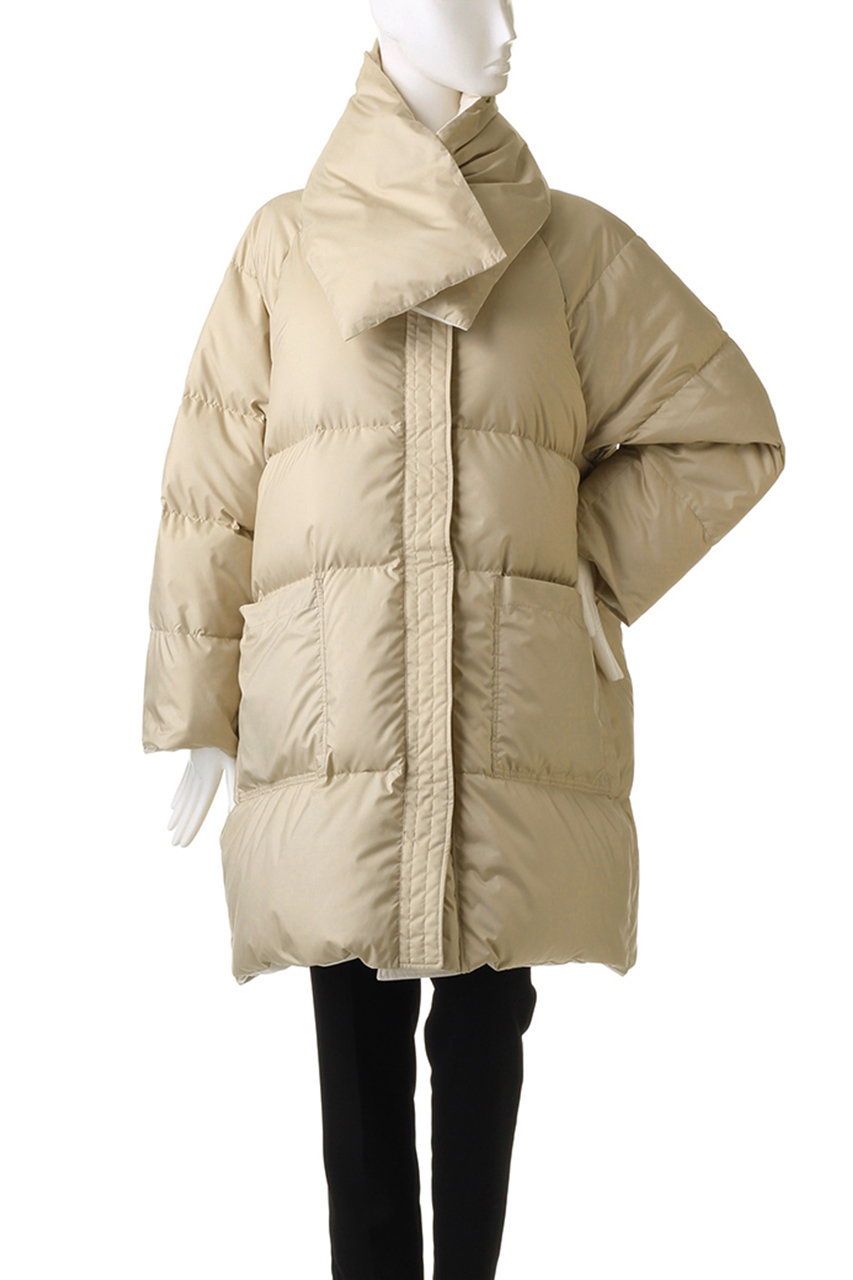 PLAIN PEOPLE(プレインピープル)｜マフラー付きダウンコート/ブラック