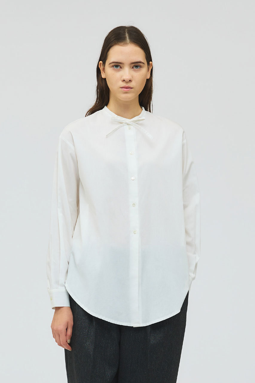 mizuiro ind(ミズイロインド)｜リボンタイロングシャツ/off white の