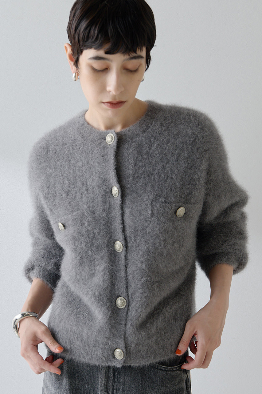 Whim Gazette(ウィム ガゼット)｜ファーボタンジャケット/グレー の