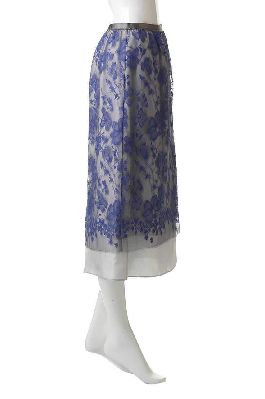 ebure(エブール)｜ブルーフラワーレース タイトスカート/ブルー の通販