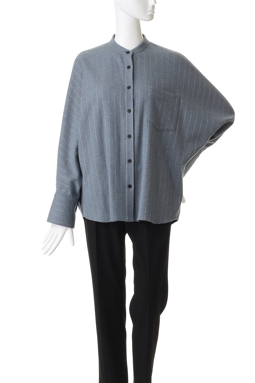 ebure(エブール)｜スパングルウールストライプ ドルマンスリーブシャツ