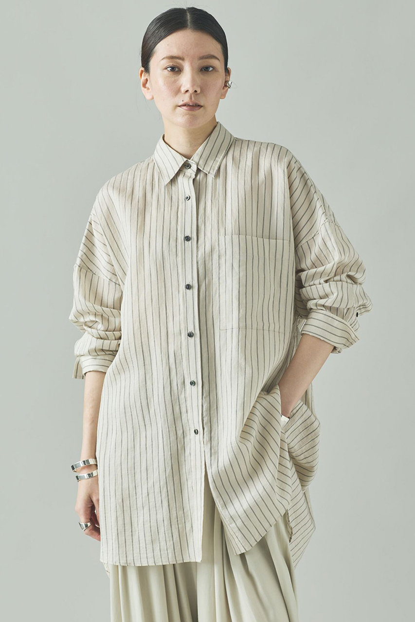 Curensology(カレンソロジー)｜ワッシャーストライプシャツ/エクリュ