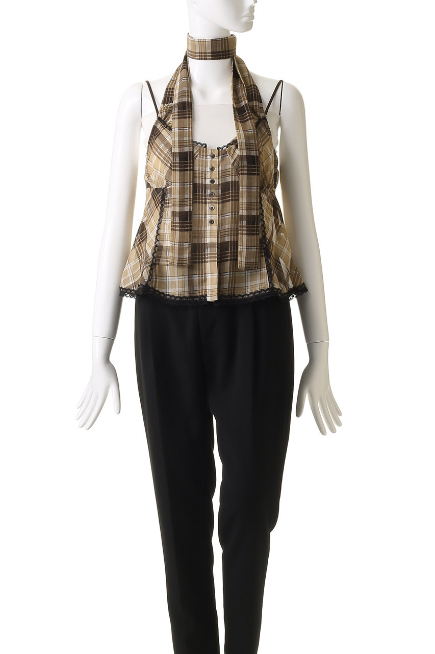 MAISON SPECIAL(メゾンスペシャル)｜Plaid Halter Peplum Sheer Tops