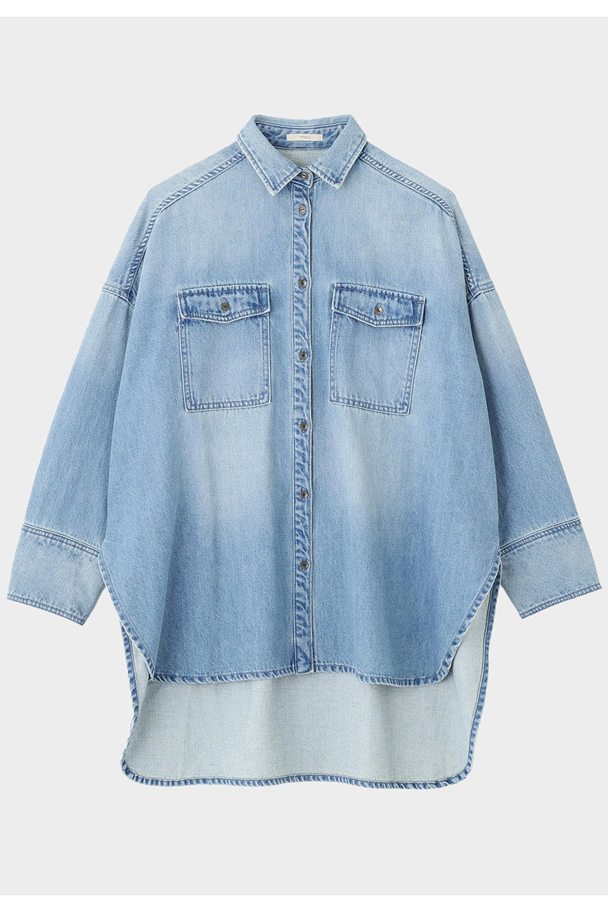 LE PHIL(ル フィル)｜ウォッシュドデニムシャツA/ブルー の通販
