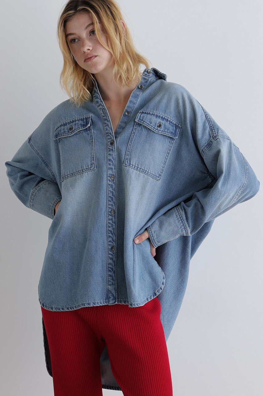 LE PHIL(ル フィル)｜ウォッシュドデニムシャツA/ブルー の通販