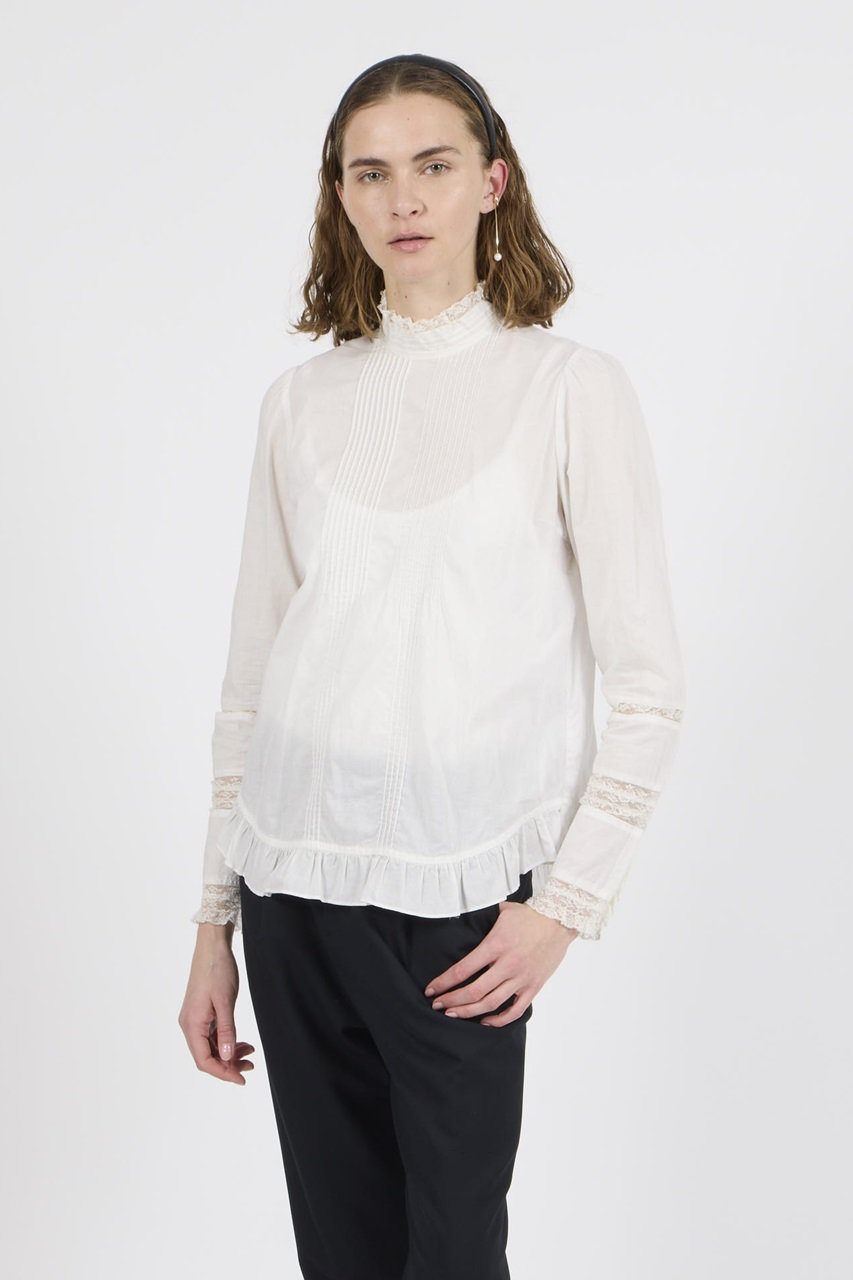 Col Pierrot(コル ピエロ)｜フランス製レースブラウス/ホワイト の通販