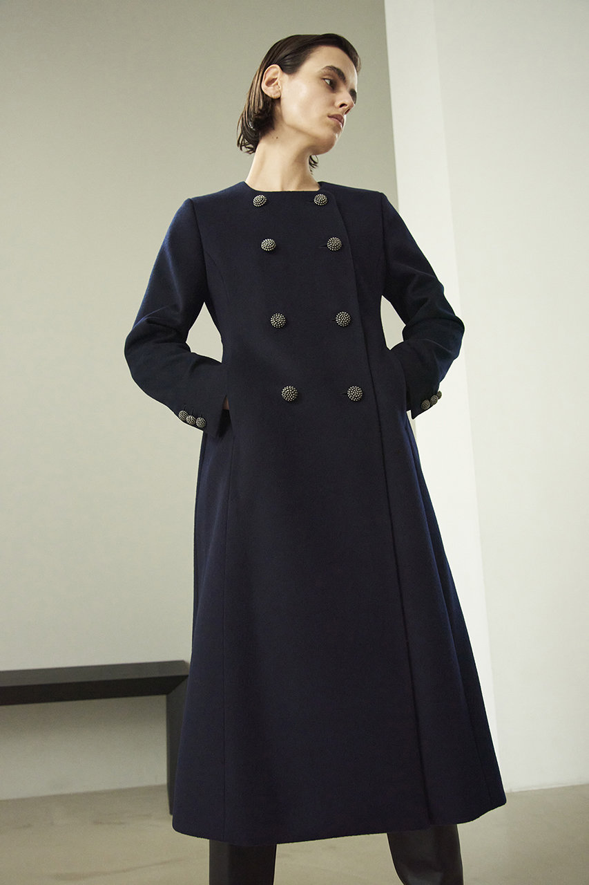 MW(エムダブリュー)｜SOFT WOOL ノーカラーダブルブレストコート