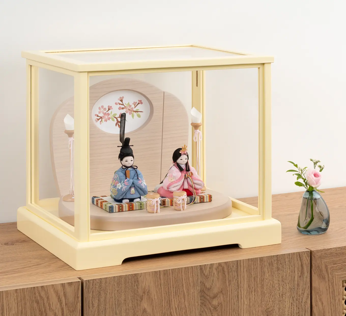 雛人形「組み立て式アクリルケース ベージュ 立雛用（WEB限定