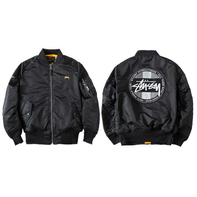 ステューシー Stussy F.I.T. 中綿ナイロンジャケット MA-1風 黒
