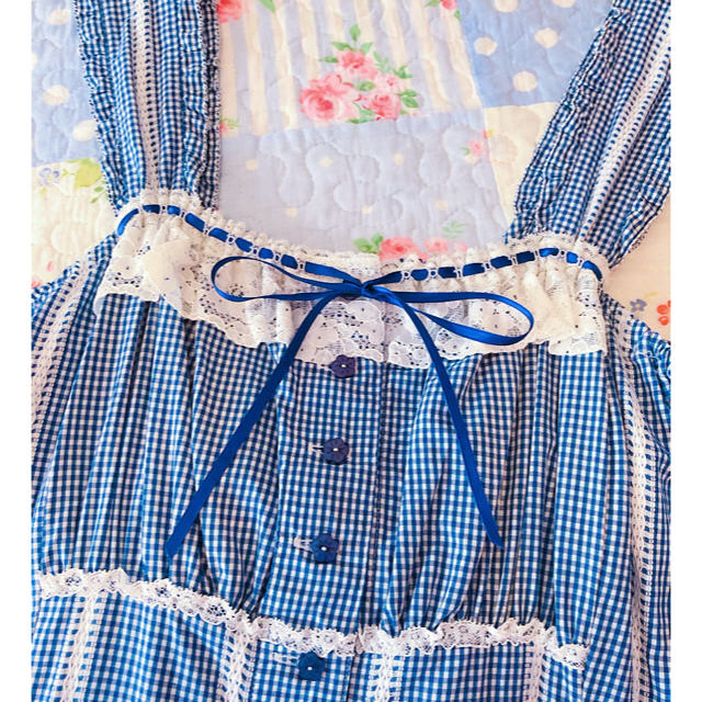 PINK HOUSE】M～L相当ギンガムチェックキャミソール ピコフリルリボン