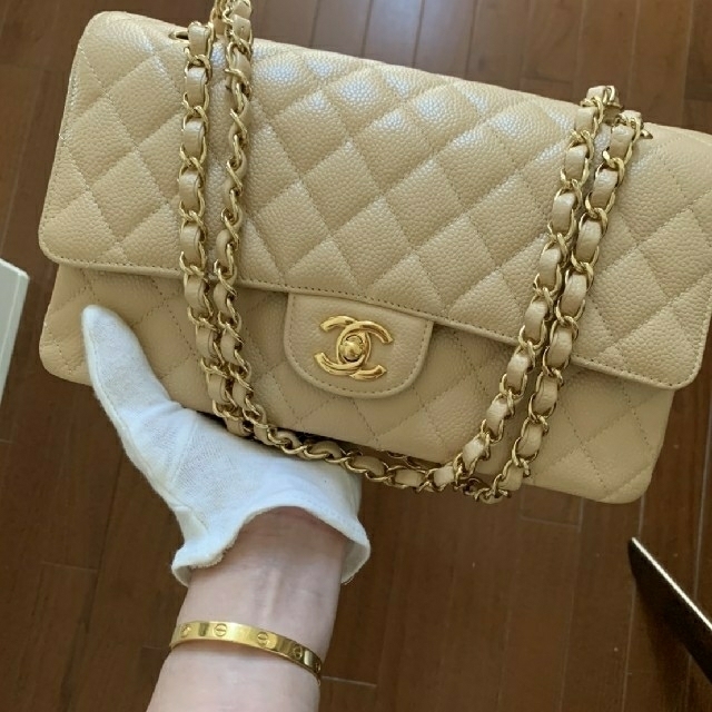 CHANEL - シャネル マトラッセ ベージュ キャビアスキン 25センチsize
