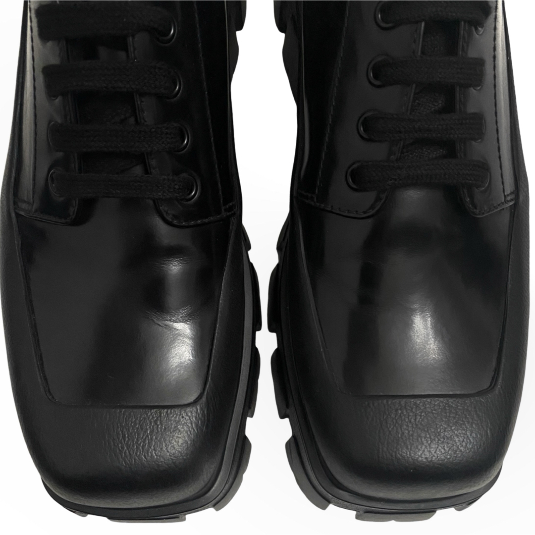 PRADA プラダ MONOLITH モノリス スクエアトゥ ダービー シューズの