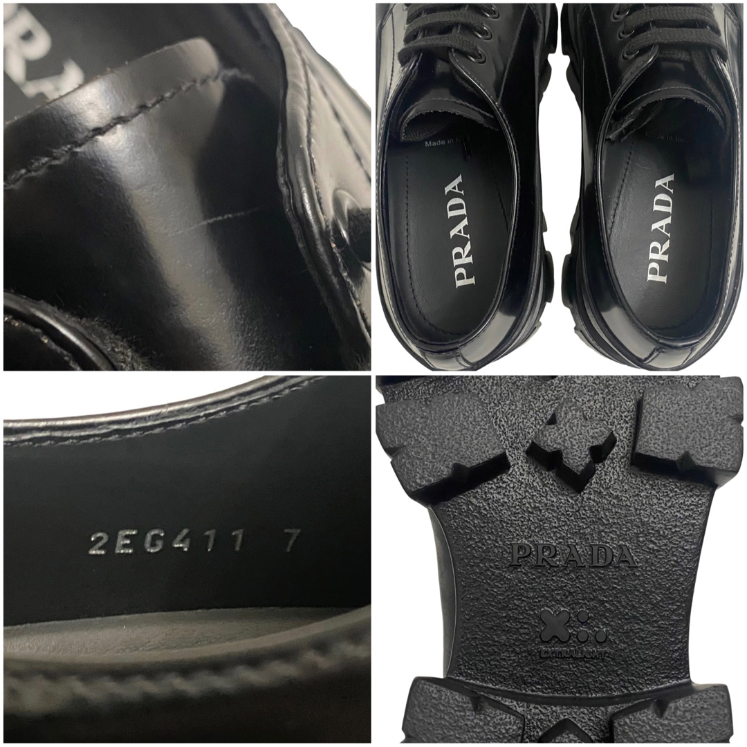 PRADA プラダ MONOLITH モノリス スクエアトゥ ダービー シューズの