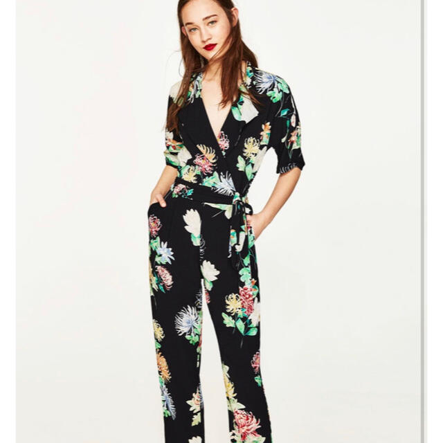 ZARA - ZARA 花柄 オールインワン ジャンプスーツ フラワー パンツ