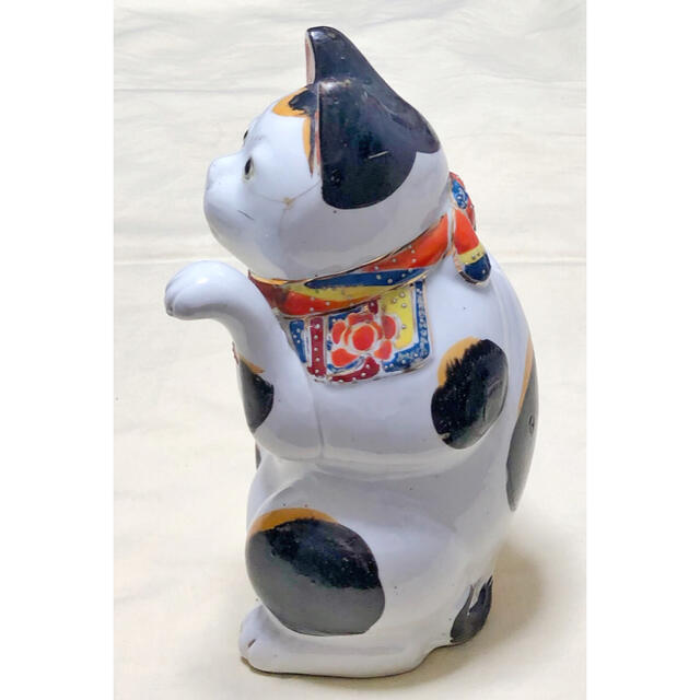 古瀬戸（明治 ~大正期）招き猫置物 アンティーク 希少骨董品 高さ約28