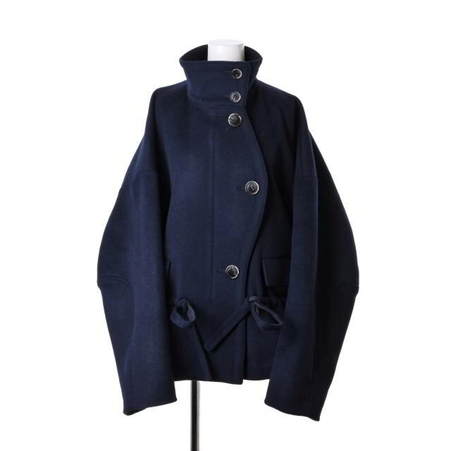 ENFOLD ウールリバー スタンドショートコート ネイビー M 38 ENFOLD