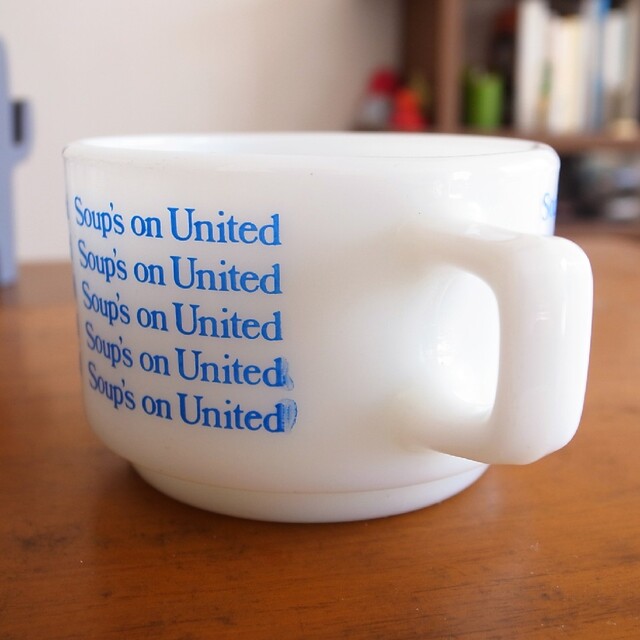 ユナイテッド航空 1970年代 耐熱ガラス製マグカップ／機内食 昭和