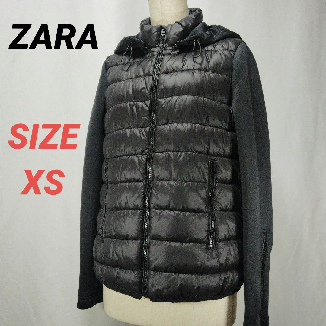 ZARA - ZARA ザラ ダウンジャケット 切り替え 薄手 レディース 黒 XSの