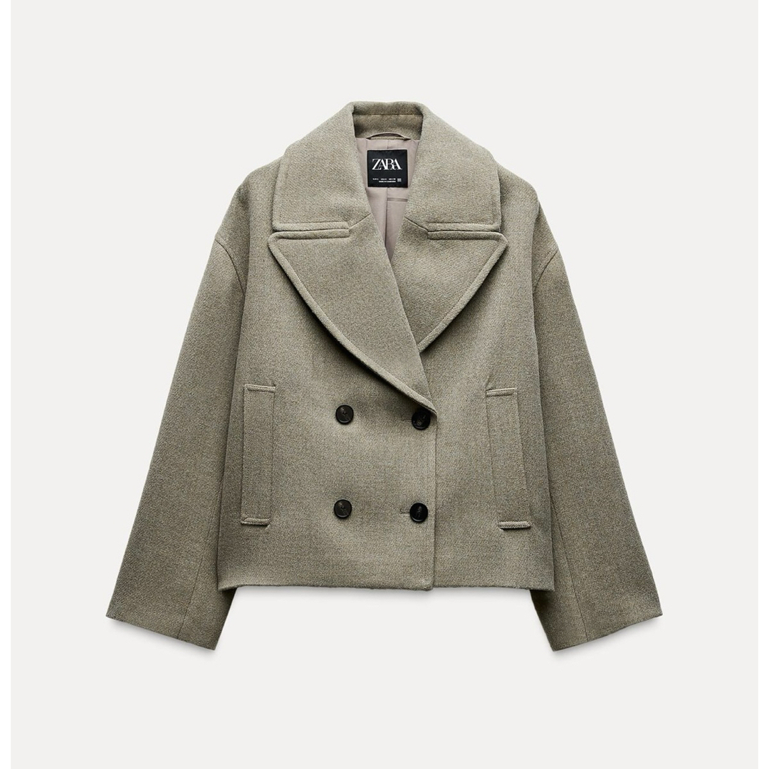 ZARA - ZARA ショート丈ダブルブレストコート ミンク Lサイズ 新品タグ