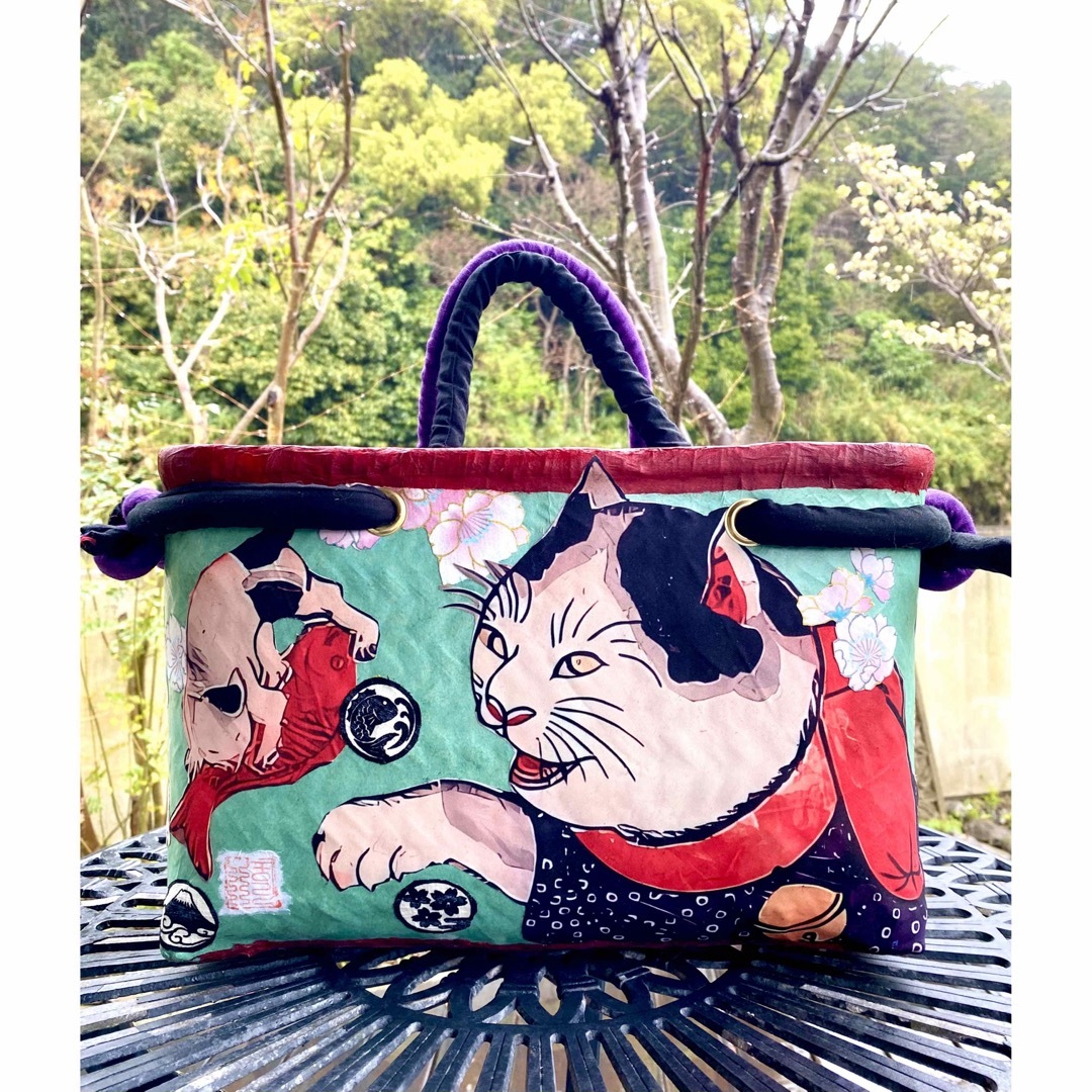 一閑張りバッグ12三社祭 一閑張りバッグ