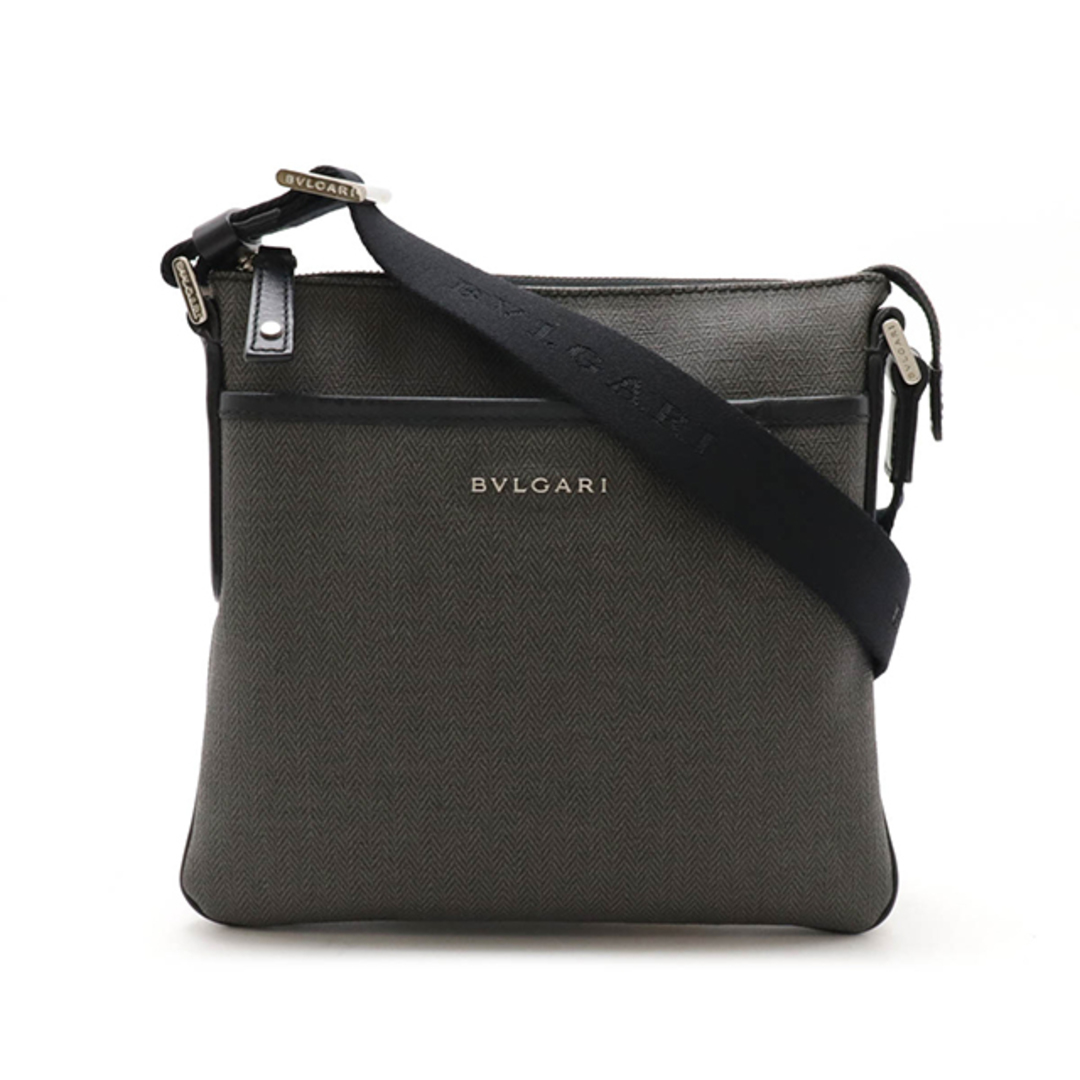 ロ*】様 BVLGARI ブラックレザーショルダーバッグ ショルダーバッグ