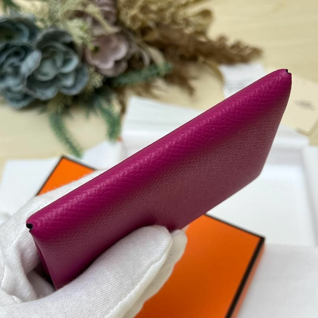 極美品 エルメス カルヴィ ローズパープル 名刺入れ コインケース 箱付き