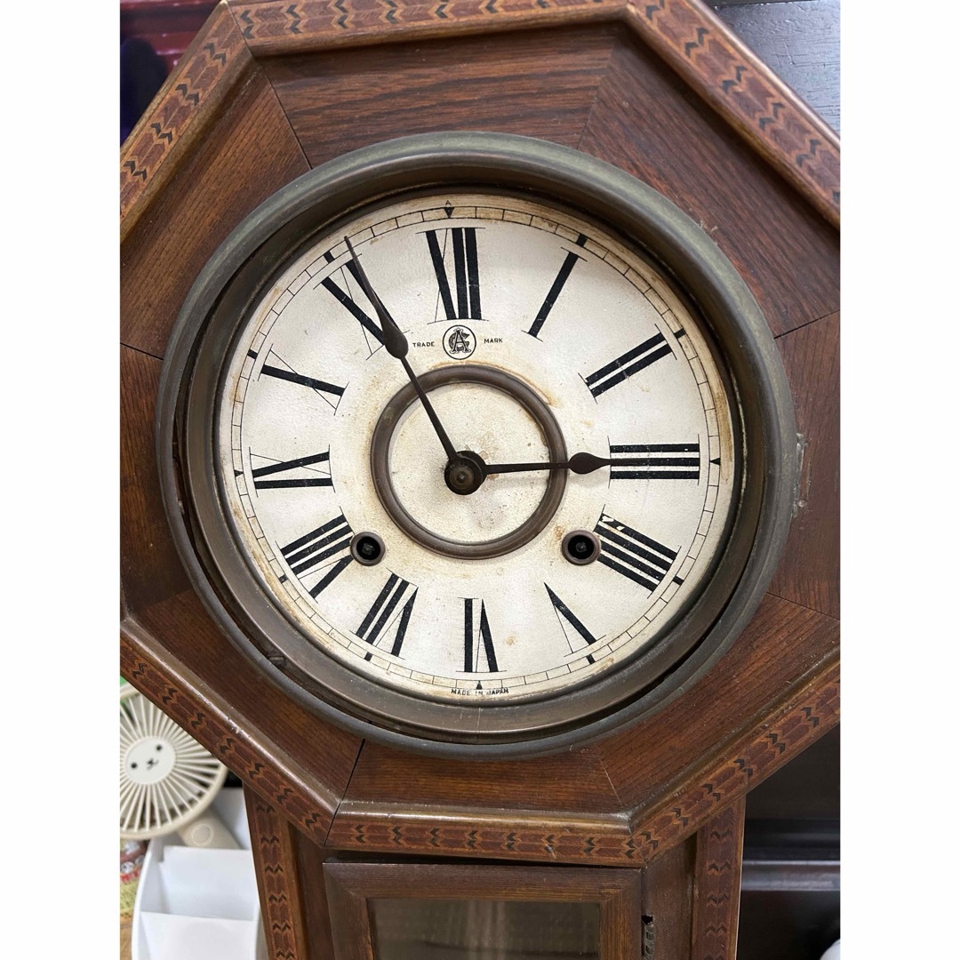 昔懐かしのレア商品、大正時代から昭和初期のアンティーク八角形柱時計／