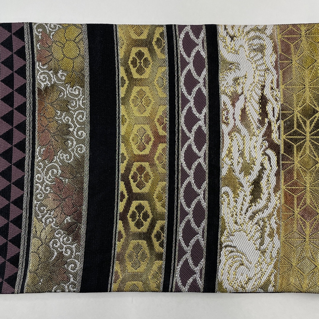 袋帯 袋帯 美品 逸品 六通 正絹 美品 逸品 華文 鳥 刺繍 金銀糸