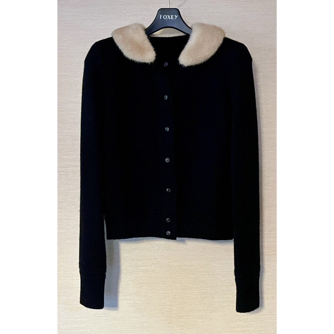 FOXEY - Foxeyフォクシー ミンク襟カシミヤニットカーディガン40美品の