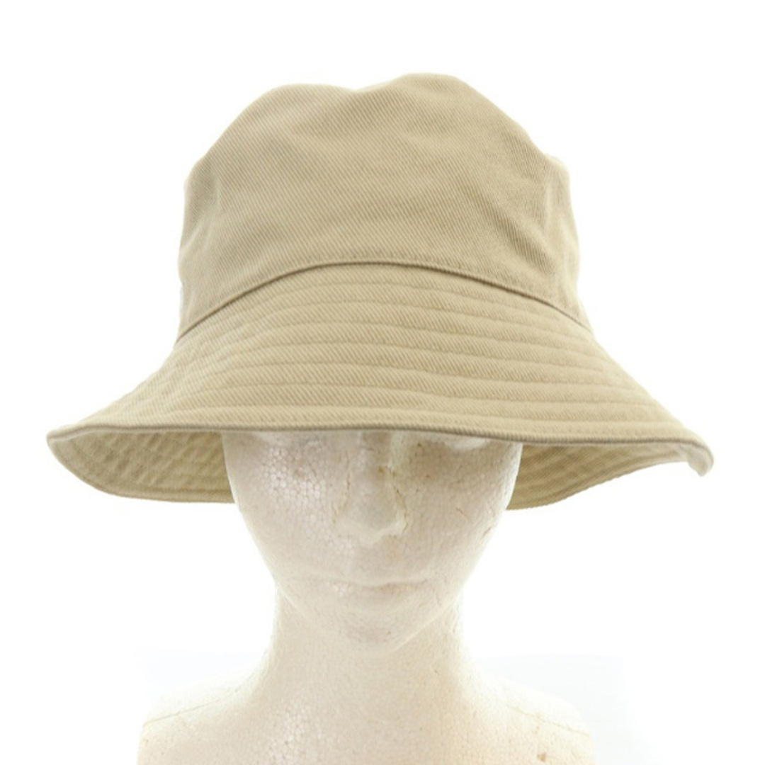 ミュウミュウ miumiu バケットハット 帽子 ロゴ刺繍 M ベージュ MIUMIU
