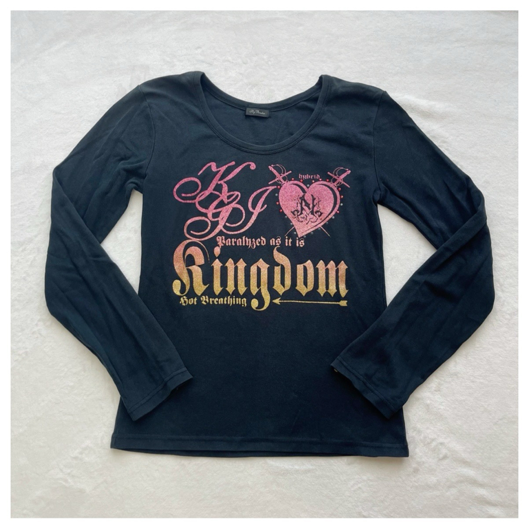 y2k 平成ギャル 英字 ラメ ハート ストーン ちびt 長袖 トップスの通販