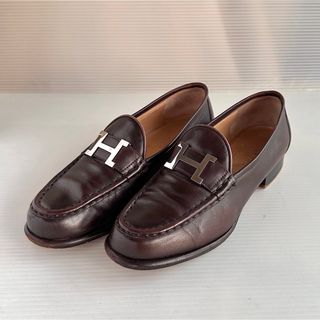 HERMES - HERMES エルメス コンスタンス H金具 ローファー 革靴