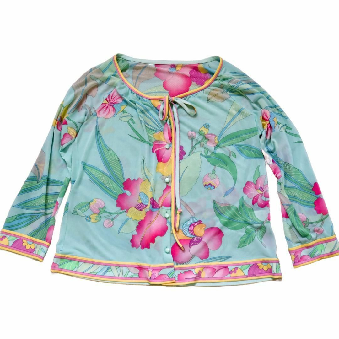 レオナール人気カンカンシースルー花柄カーディガン 長袖