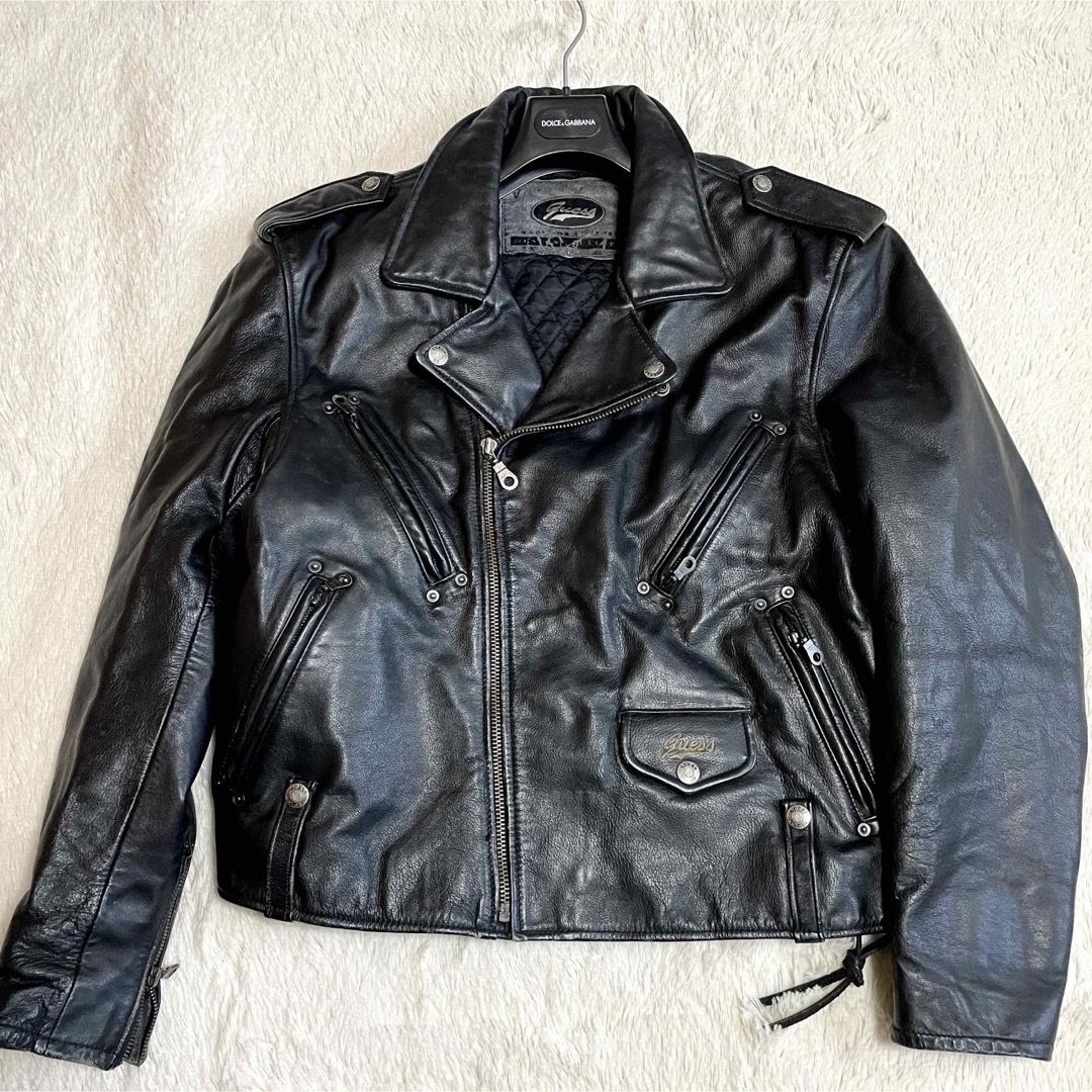 GUESS - 希少 GUESS ゲス 90s 本革 ダブルライダース レザージャケット