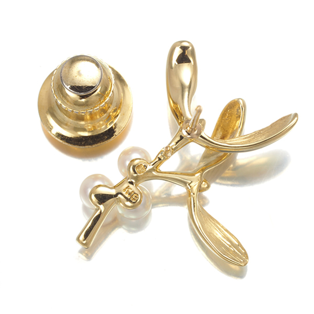 MIKIMOTO - ミキモト ブローチ ベビーパール 真珠 3.8mm リーフ ピン