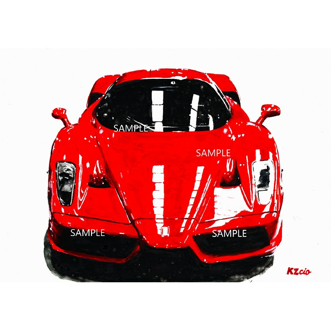 Ferrari - エンツォフェラーリ 水彩画 車 イラスト インテリアの通販