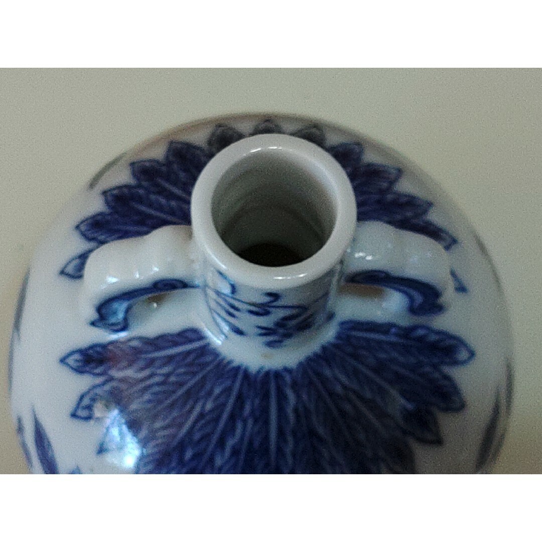 骨董1 持ち手付き陶器皿 青い花柄中古 骨董1 持ち手付き陶器皿 青い花