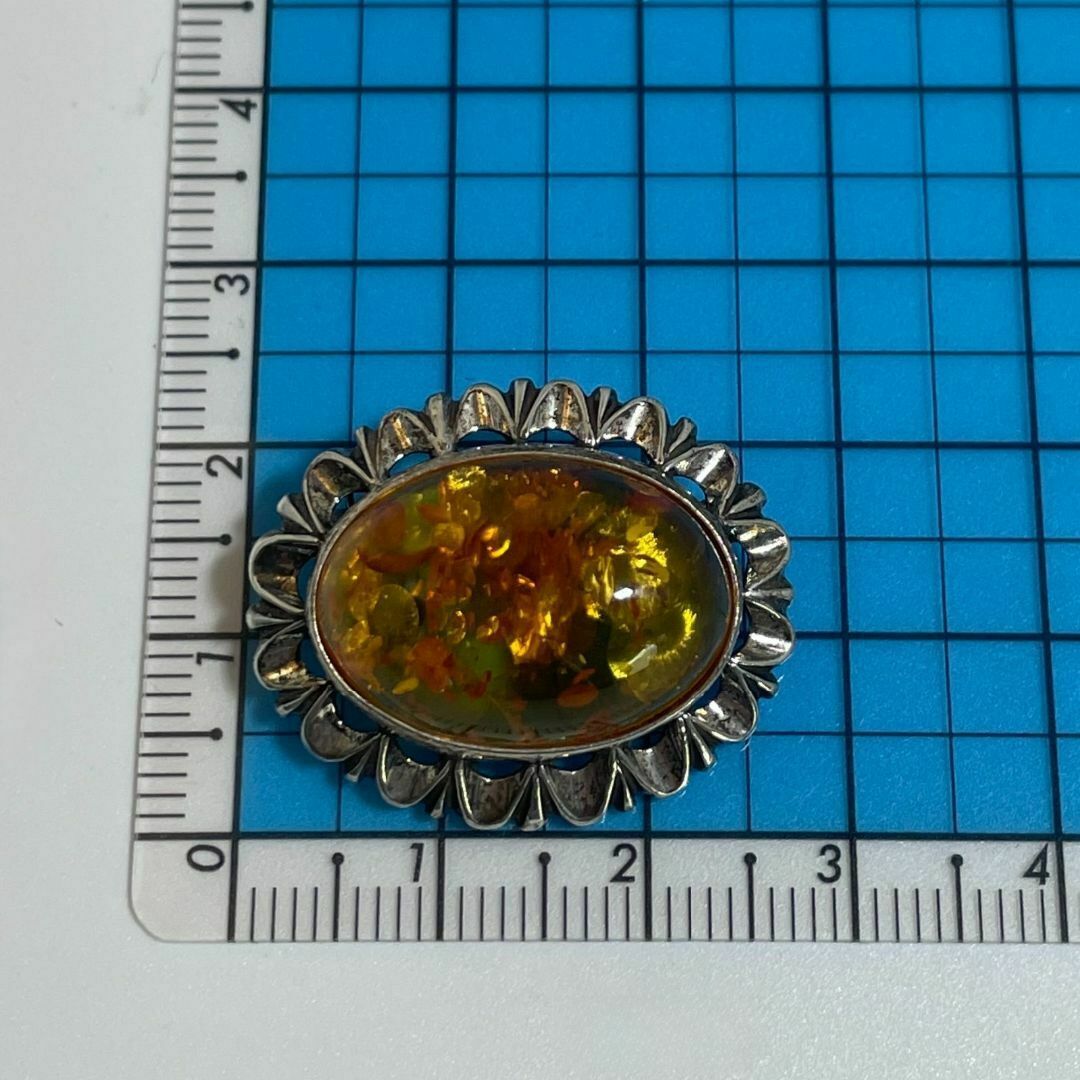 ヴィンテージ アンバー 琥珀 ブローチ シルバー925/24-2157Sの通販 by