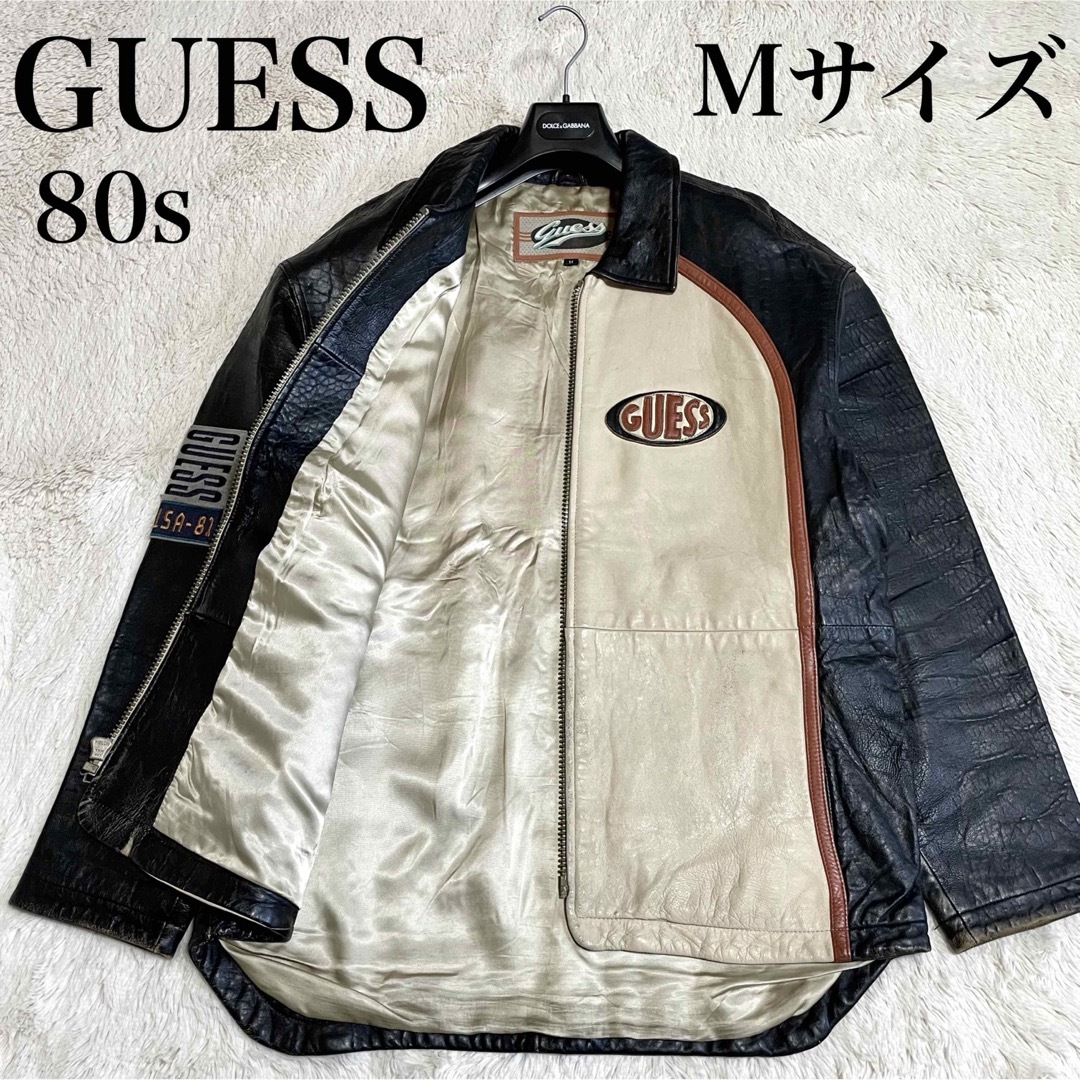 GUESS - 希少 GUESS 80s ワッペン 本革 レザージャケット ライダース