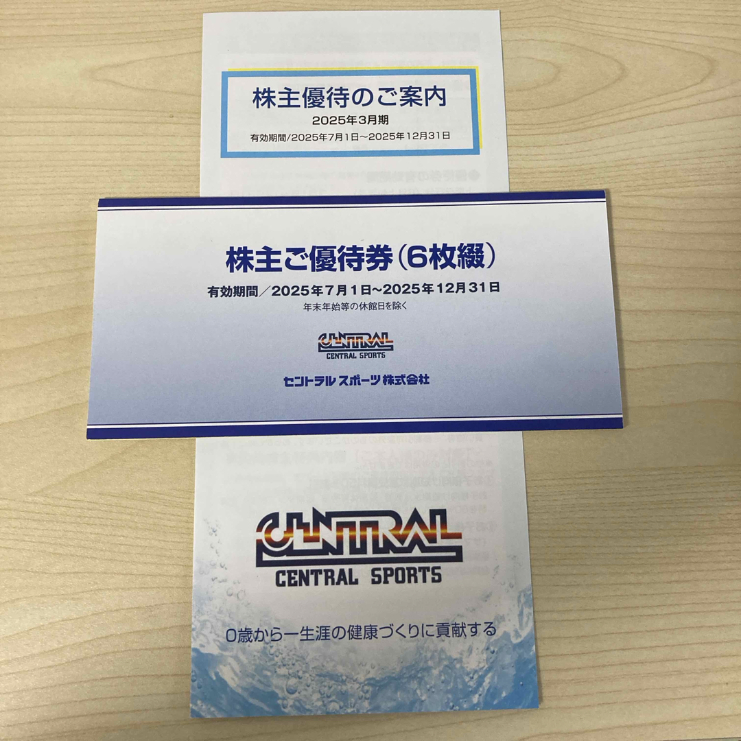 セントラルスポーツ株主優待券6枚綴