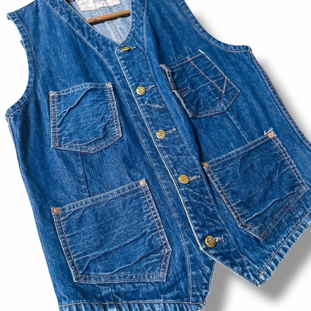 極稀少 シュガーケーン デニム ベスト ジレ レイルウェイズ 38 Sugar