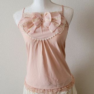 00s 希少 axes femme ピンクホワイト ビッグリボンレースキャミ 姫 00s