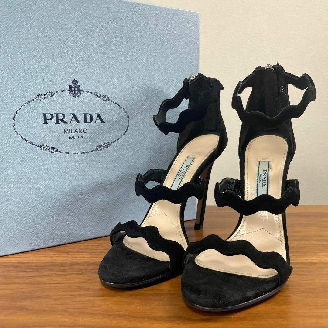 PRADA - 【極美品】PRADA☆3連スカラップカット サンダル ハイヒール